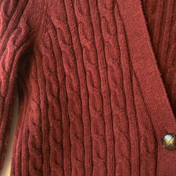 Abercrombie Fitch Burgundy Red Cotton Cardigan Sweater Womens Size M Cable Knit - Picture 13 of 16